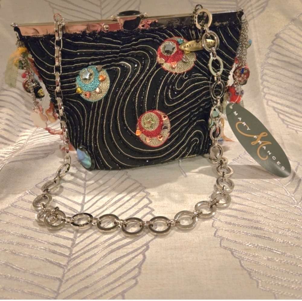 🎉Mary Frances Black Beaded Embellished Evening Bag